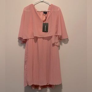 Pleated Skater Dress with Cape